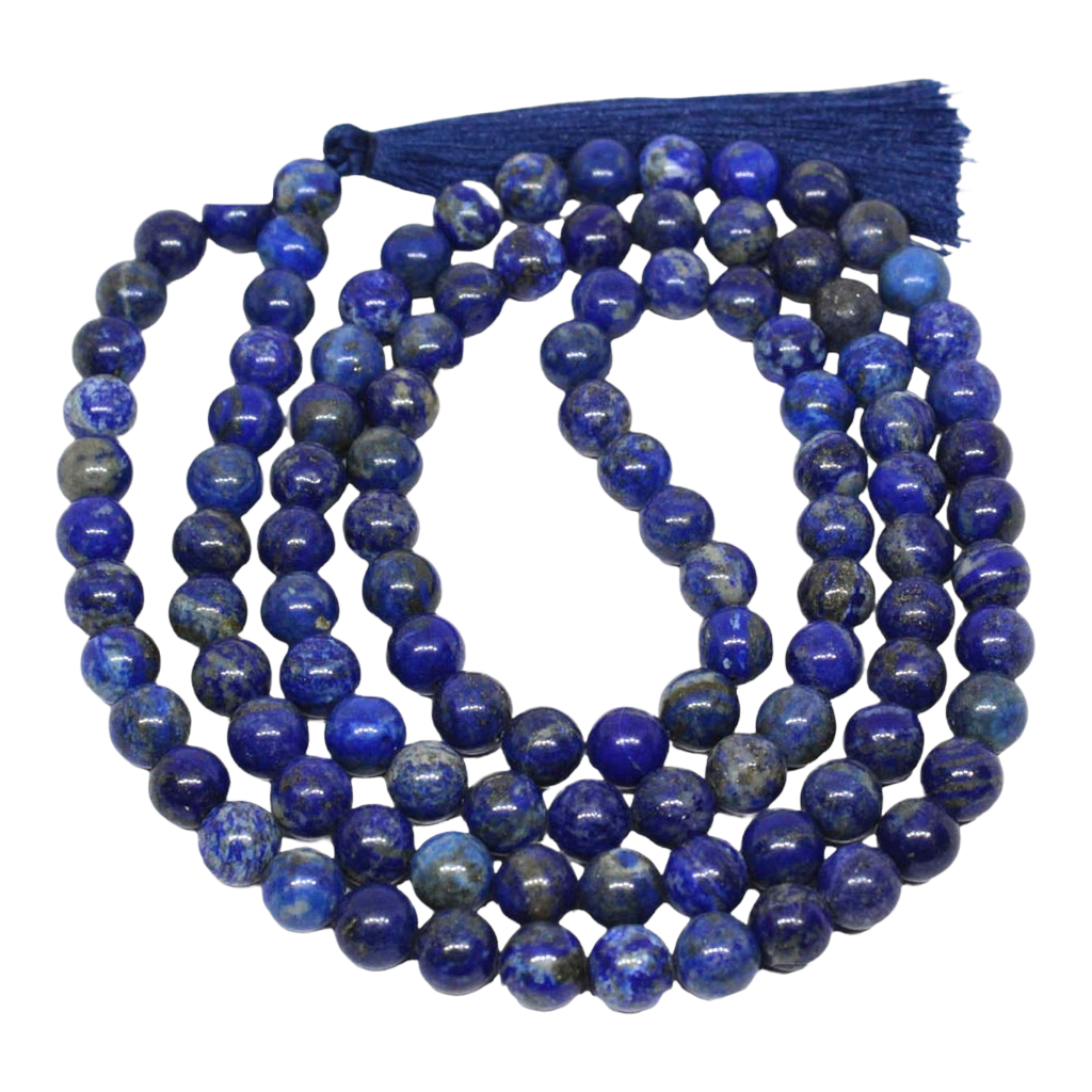 Lapis Lazuli (Lajwart) Jap Mala: 108 Bead Wisdom Beads