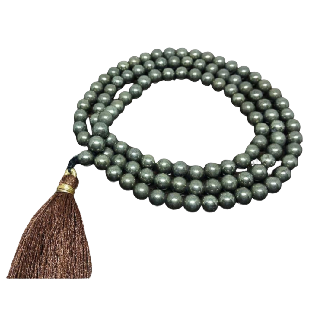 Pyrite Jap Mala: 108 Bead Manifestation and Abundance Beads