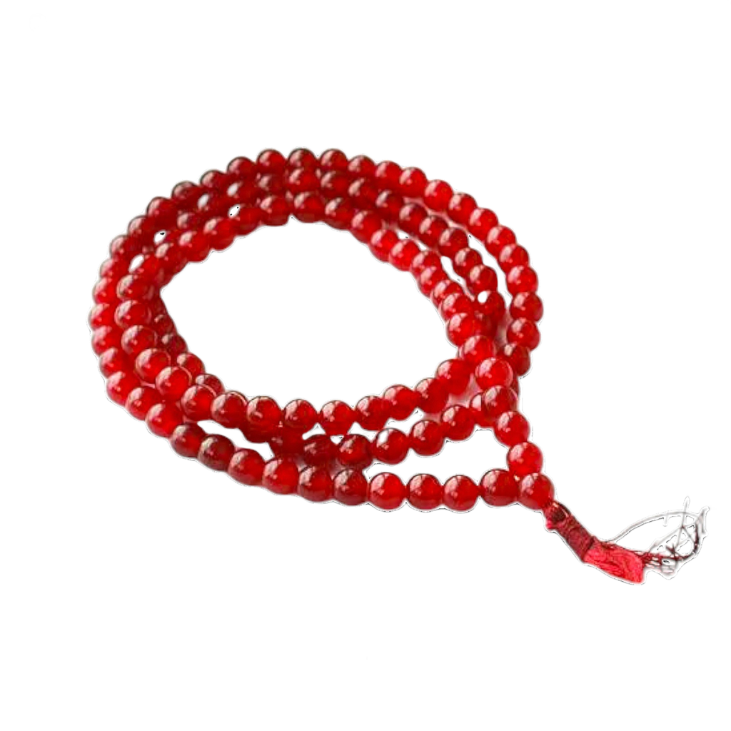 Red Agate (Lal Hakik) Jap Mala: 108 Bead Grounding and Protection Beads