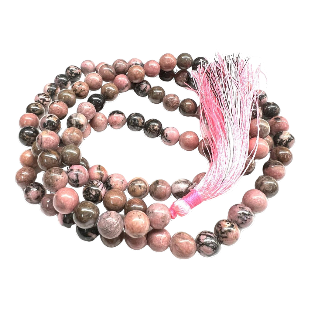 Rhodonite Jap Mala: 108 Bead Healing Stone for Compassion