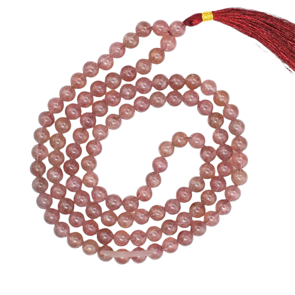 Strawberry Quartz Jap Mala: 108 Bead Happiness and Healing Beads