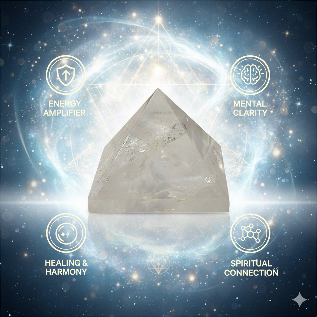 Spatik (Clear Quartz) Pyramid for Amplification and Cleansing Energy