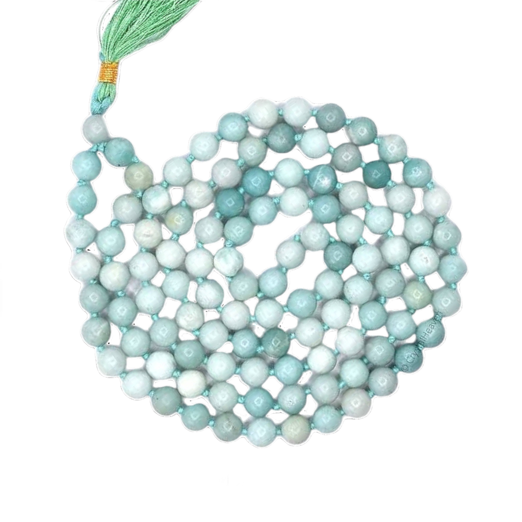 Amazonite Jap Mala: 108 Bead Meditation and Healing Necklace