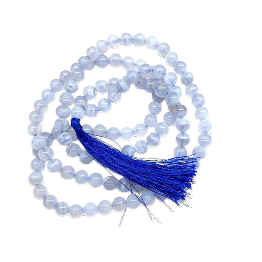 Blue Lace Agate Jap Mala: 108 Bead Healing and Calming Beads