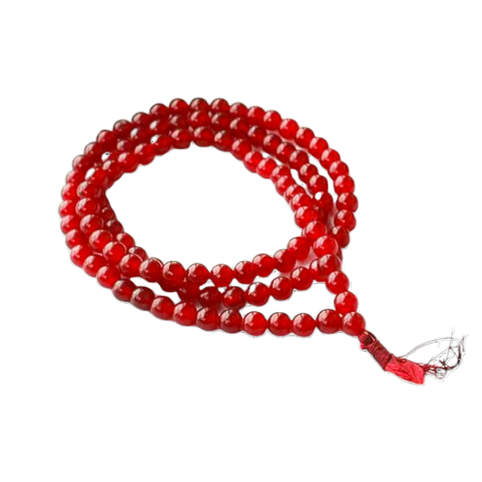 Red Agate (Lal Hakik) Jap Mala: 108 Bead Grounding and Protection Beads