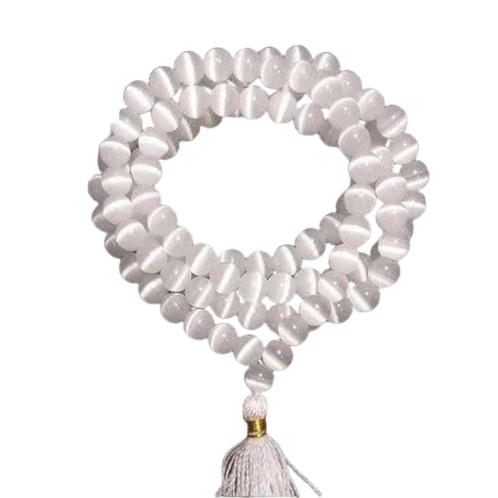 Selenite Jap Mala: 108 Bead Crystal for Purification