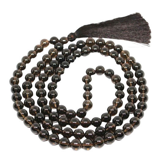 Smoky Quartz Jap Mala: 108 Bead Grounding and Protection Beads