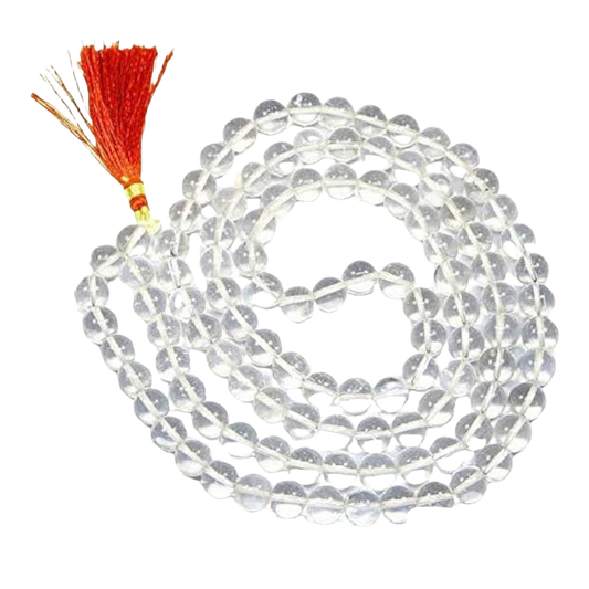 Clear Quartz Jap Mala: 108 Bead Spatik Healing Crystal Beads