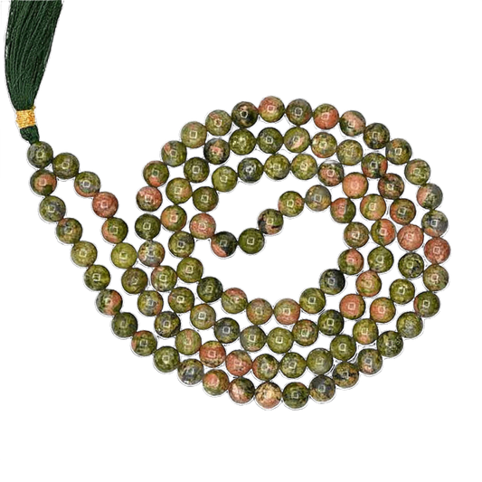 Unakite Jap Mala: 108 Bead Healing and Meditation Beads